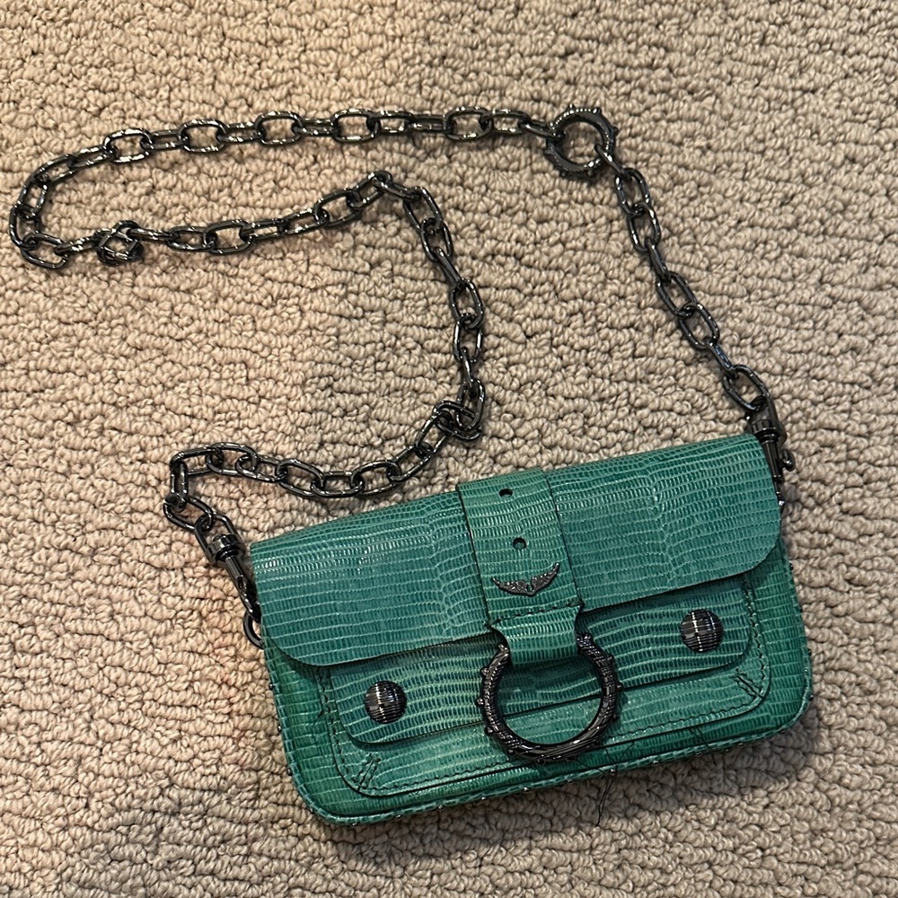Zadig & Voltaire Teal Crossbody Bag with Chain Strap